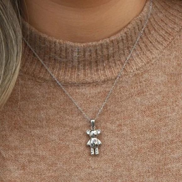 NEW 925 STERLING SILVER CUTE BEAR PENDANT NECKLACE, NICE NECKLACE, CUTE NECKLACE